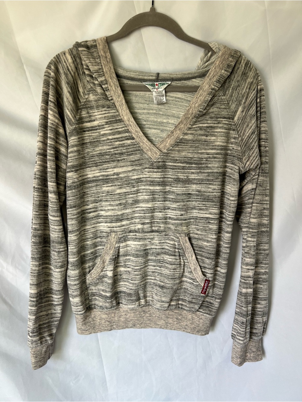 NWOT Womens HARD TAIL Terry Cloth Heathered Grey* V-Neck Hoodie